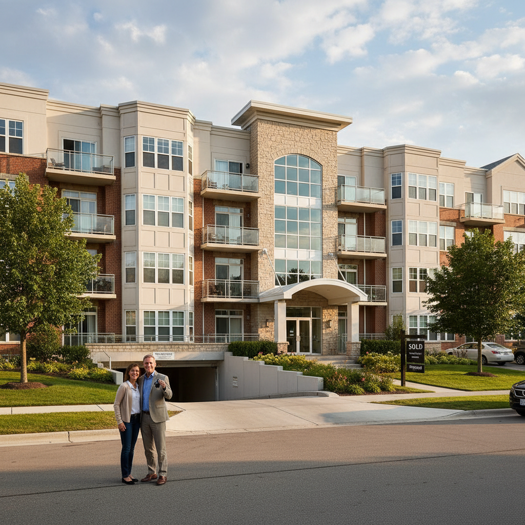 Two-bedroom, two-bathroom condominium on Greenway Boulevard in Tinley Park, Illinois, architectural photography style.