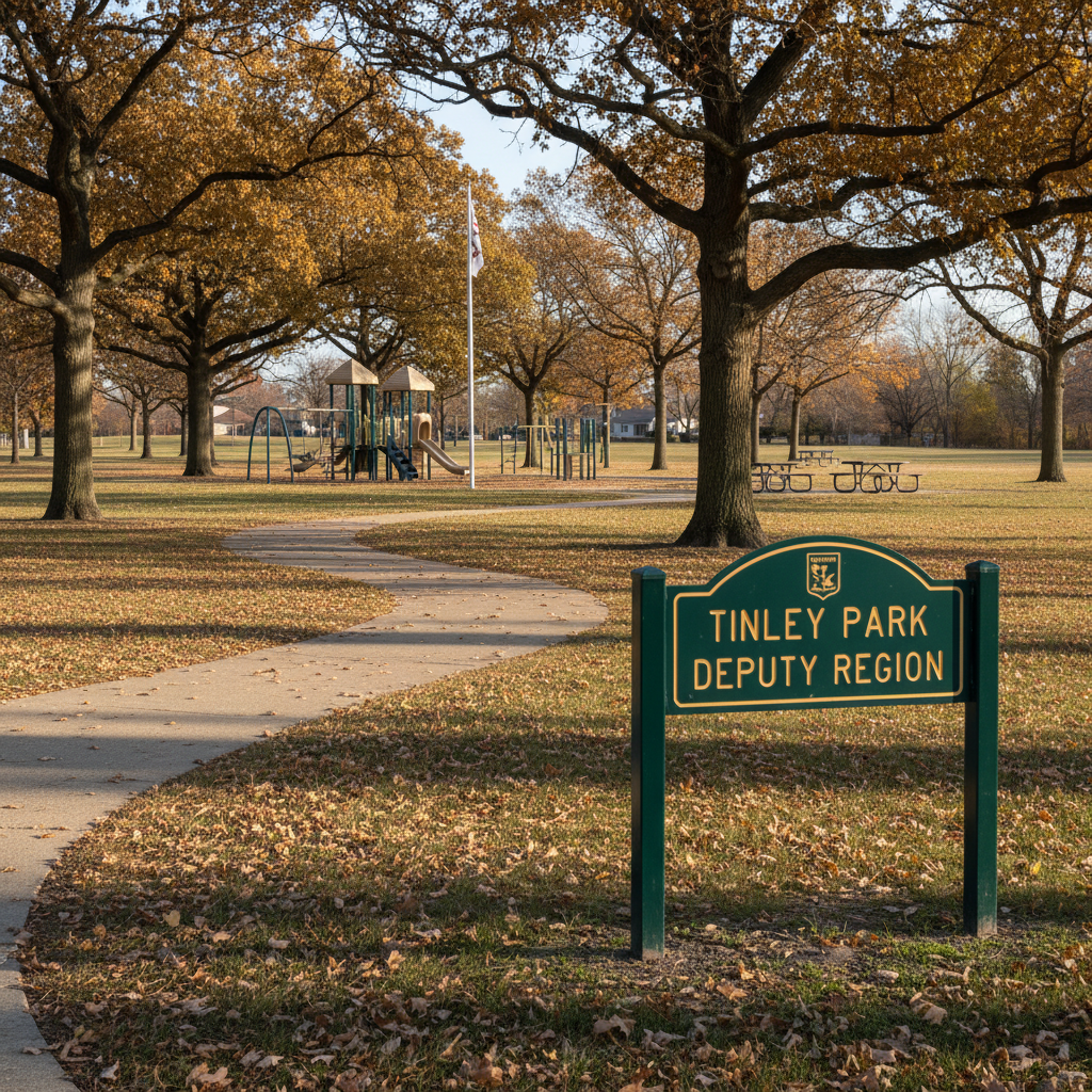 Tinley Park outside the civic center with natural lighting and realistic setting.