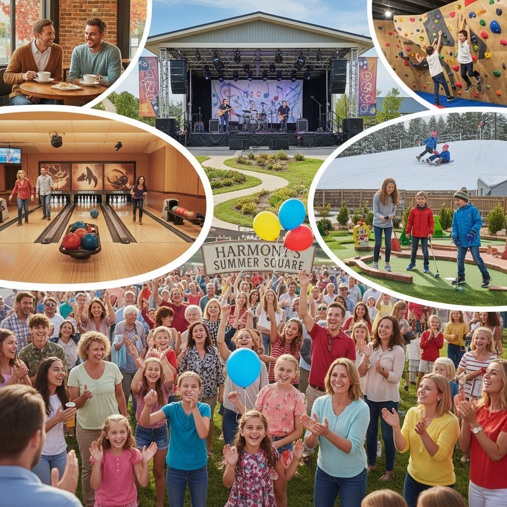 People enjoying outdoor summer concerts and activities in a park setting in Tinley Park.