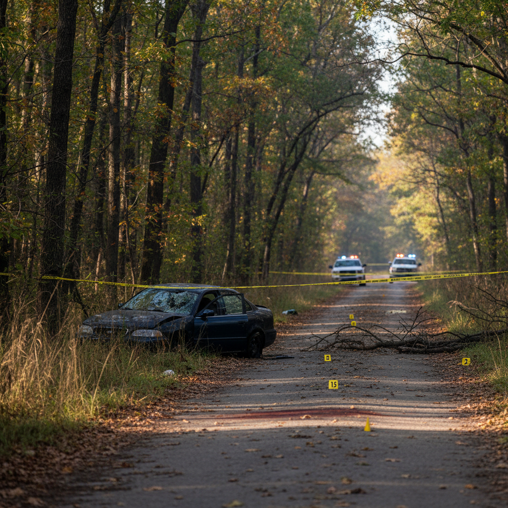 A realistic crime scene photograph of Tinley Park, with natural lighting and no people.