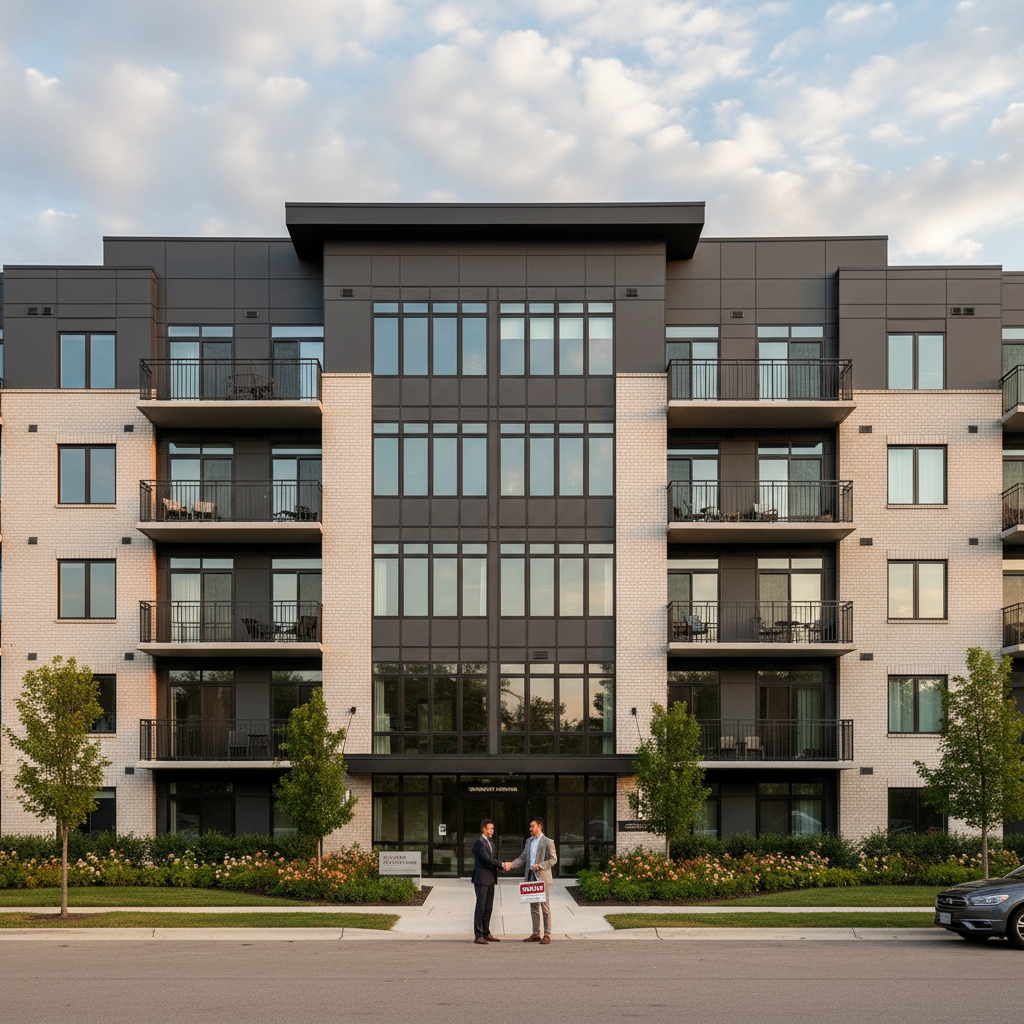 Two-bedroom, two-bathroom condominium in Tinley Park on Greenway Boulevard, realistic architectural photography.