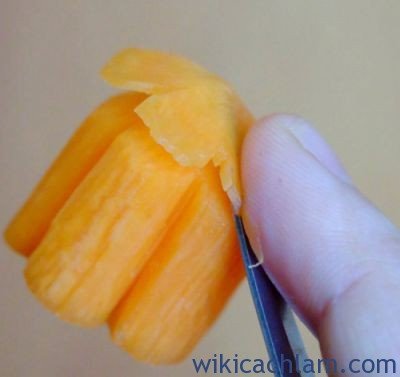 Cách tỉa hoa anh đào từ cà rốt-3