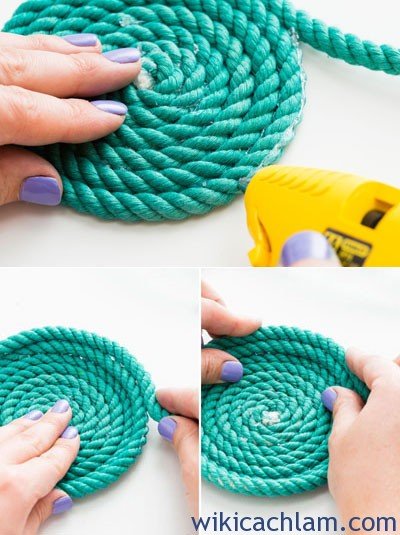 Cách làm bát đựng đồ lặt vặt đầy màu sắc từ dây thừng-7