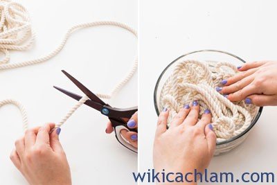 Cách làm bát đựng đồ lặt vặt đầy màu sắc từ dây thừng