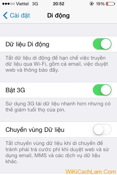 Hướng dẫn cách bật/tắt 3G trên điện thoại iPhone 4, 4s,5,5s,6, 6 Plus-2