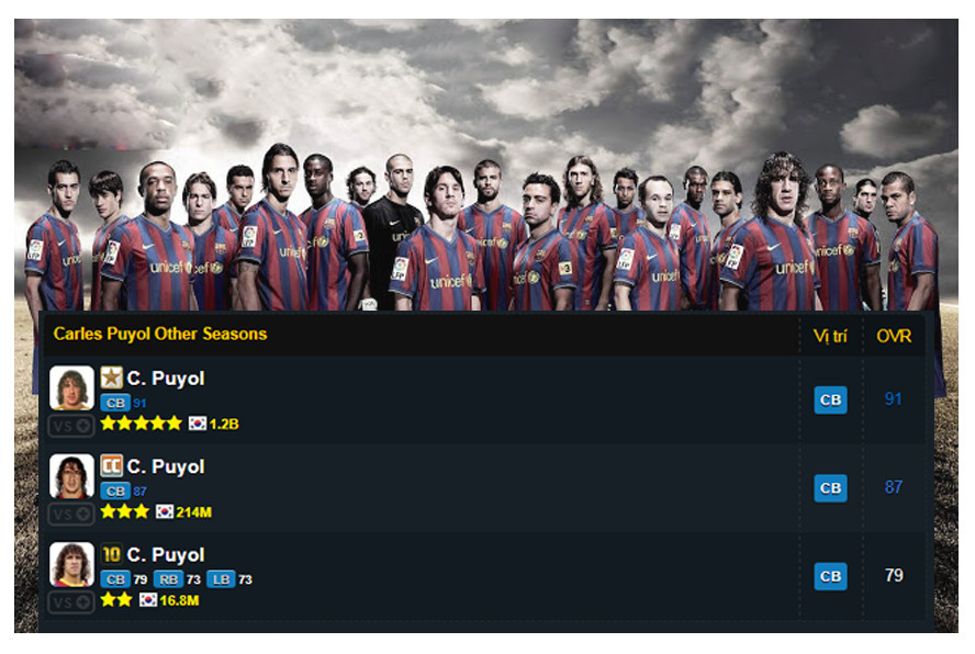 Carles Puyol WL Trung vệ thép của game FIFA Online 3-2