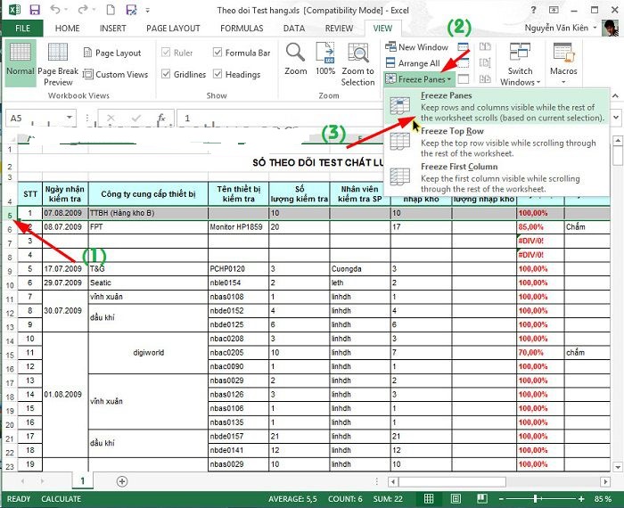 Cách cố định tiêu đề hàng và cột trong Excel khi cuộn xuống-2