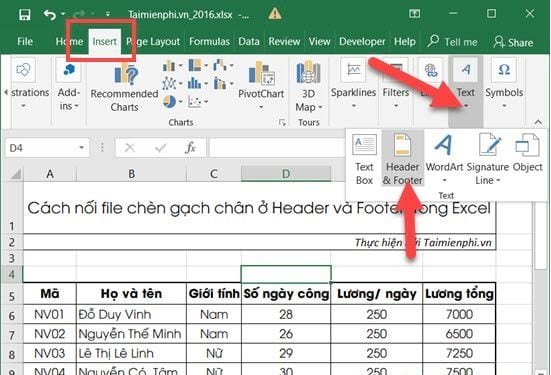 Cách tạo gạch chân Header và Footer trong Excel-4