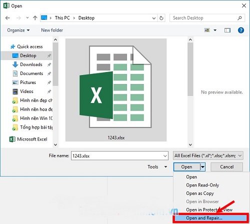 Cách xử lý lỗi file Excel không mở được-3