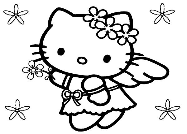 Tranh tô màu Hello Kitty cho bé gái siêu dễ thương-1