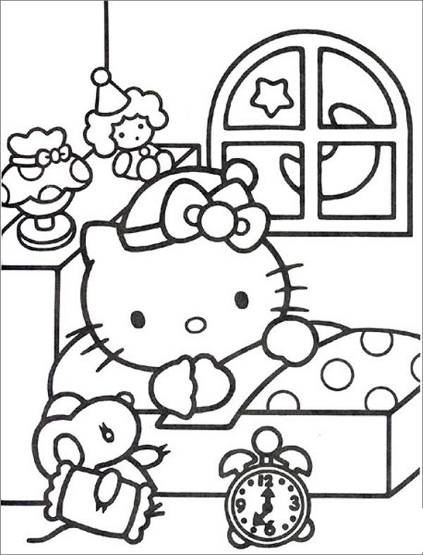 Tranh tô màu Hello Kitty cho bé gái siêu dễ thương-9