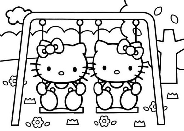 Tranh tô màu Hello Kitty cho bé gái siêu dễ thương-33