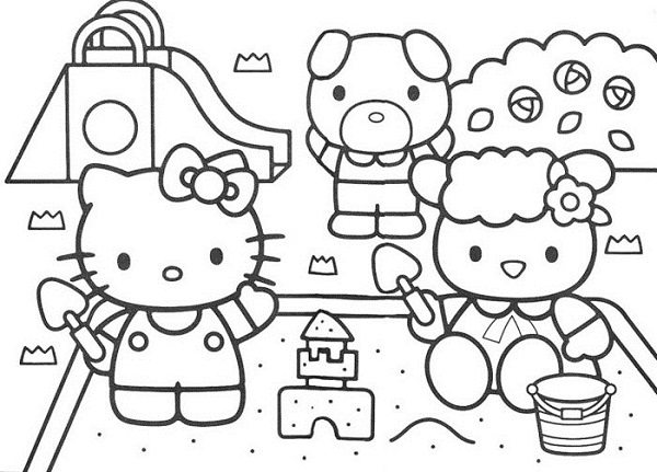 Tranh tô màu Hello Kitty cho bé gái siêu dễ thương-34