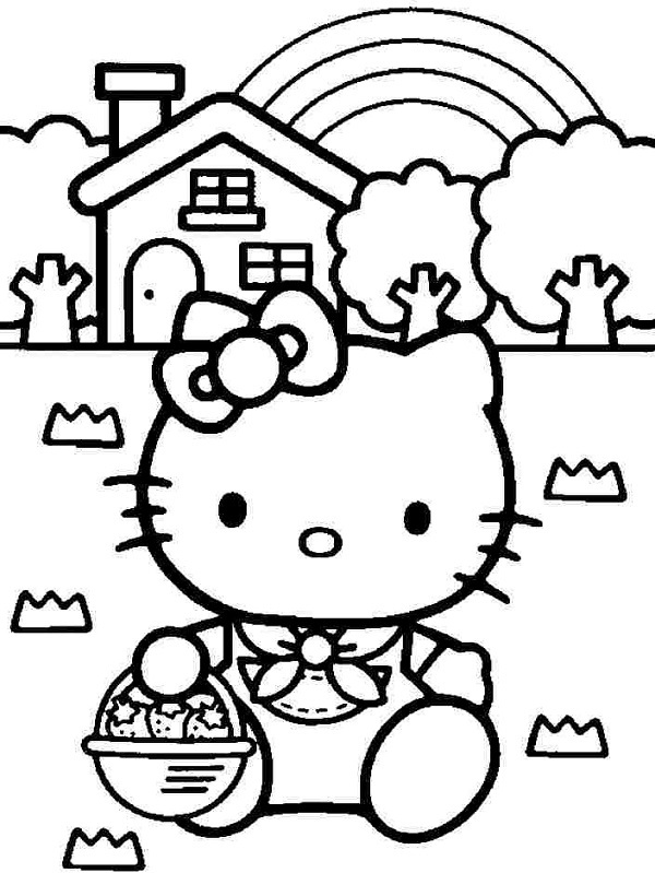 Tranh tô màu Hello Kitty cho bé gái siêu dễ thương-2
