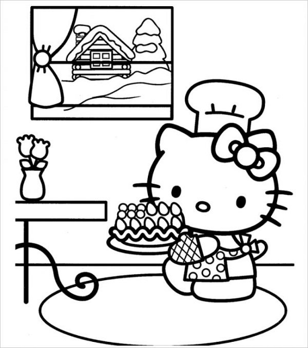 Tranh tô màu Hello Kitty cho bé gái siêu dễ thương-12