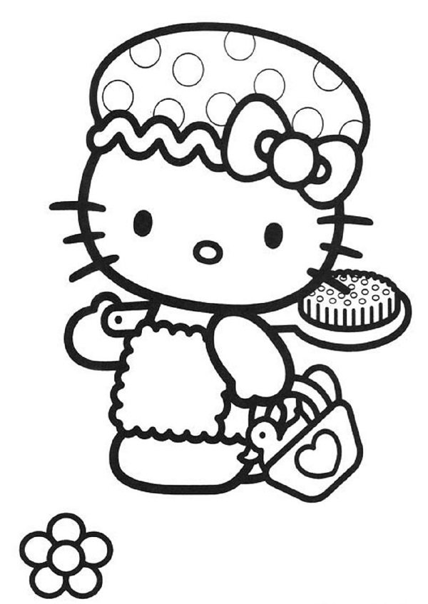 Tranh tô màu Hello Kitty cho bé gái siêu dễ thương-17
