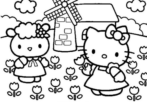 Tranh tô màu Hello Kitty cho bé gái siêu dễ thương-27