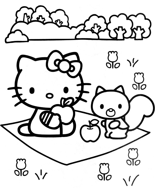 Tranh tô màu Hello Kitty cho bé gái siêu dễ thương-41