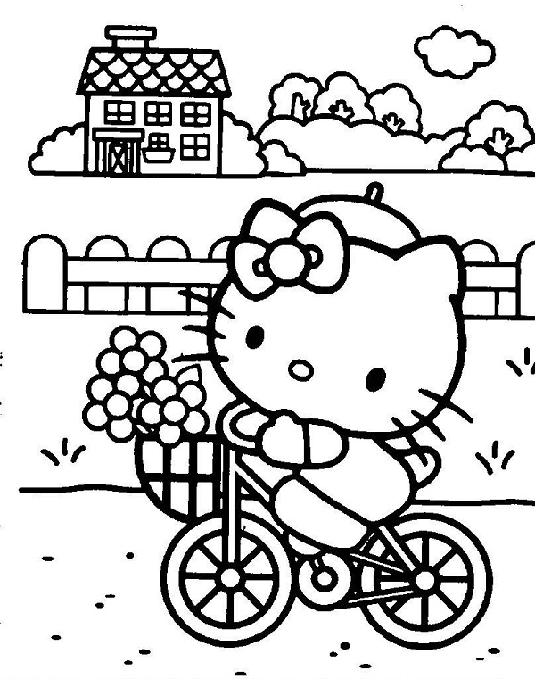 Tranh tô màu Hello Kitty cho bé gái siêu dễ thương-3