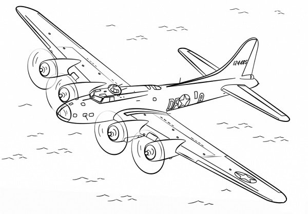 Download tranh tô màu máy bay cho bé tập tô-29