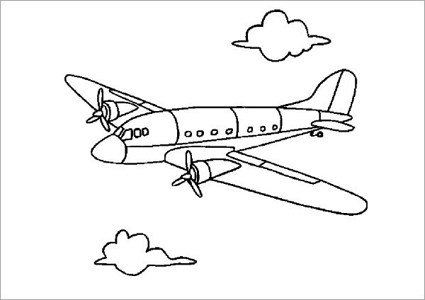 Download tranh tô màu máy bay cho bé tập tô-17