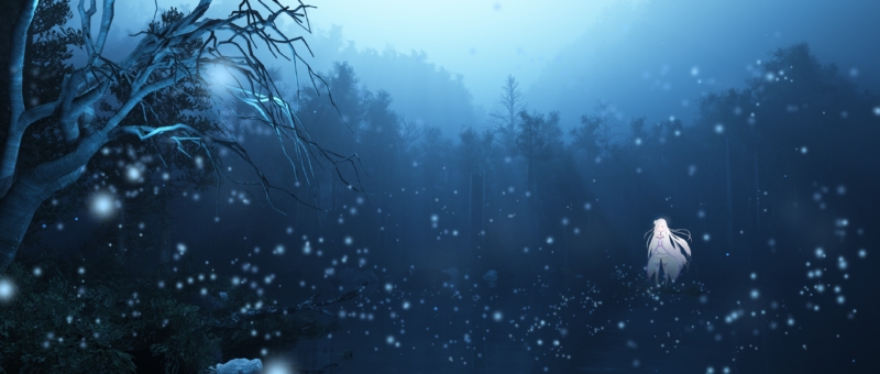 Background anime tuyết rơi