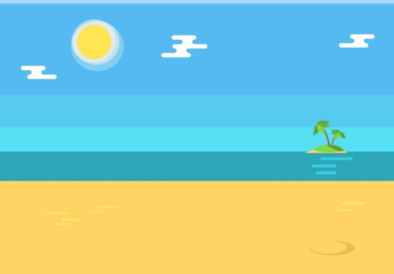 Summertime Background with Seashore, Island Palms