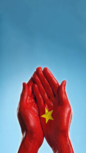 Hình nền cờ Việt Nam đẹp bàn tay màu cờ