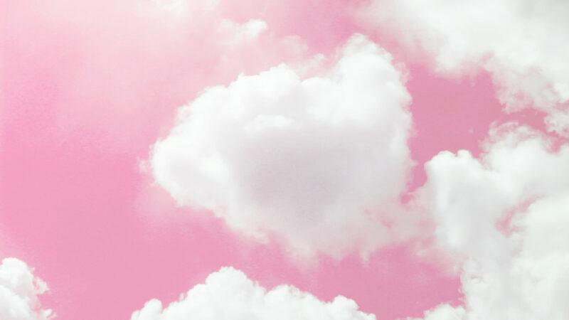 Hình nền màu hồng pastel trơn mây trắng