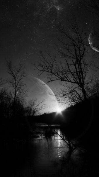 Hình nền tối cho điện thoại cảnh trăng