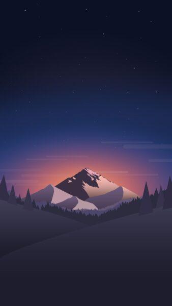 Hình nền tối giản minimalist ngọn núi cao giữa không gian bao la