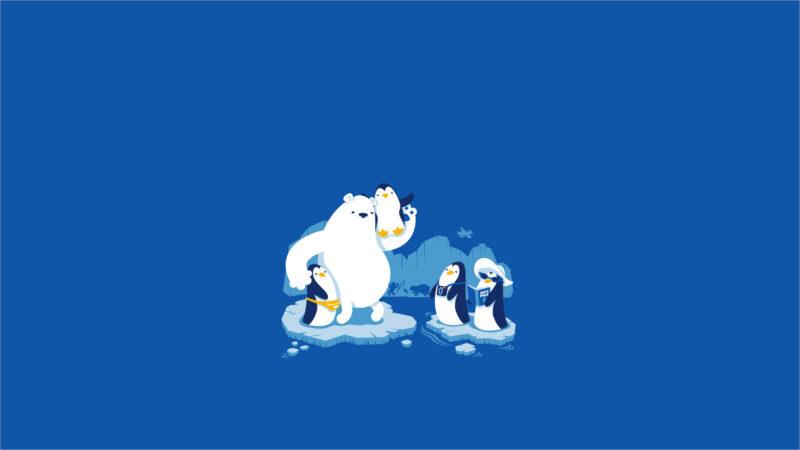 Hình nền gấu trắng cute và chim cánh cụt
